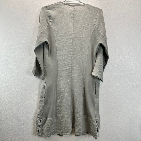 Inizio Linen Button Front Long Line Jacket Gray Small - Picture 2 of 12
